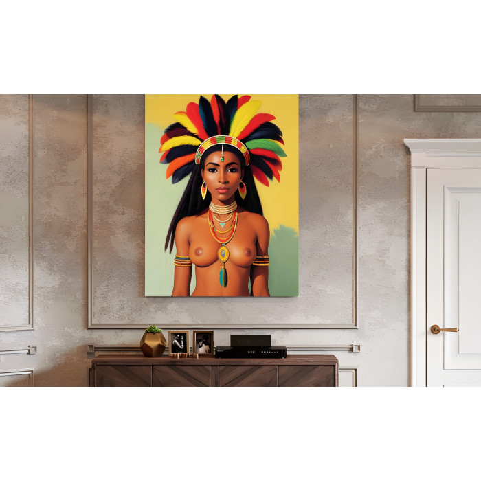 Картина на холсте, НЮ портрет, абстракция, размер по выбору, африканская серия (AFR-00009-ii)
