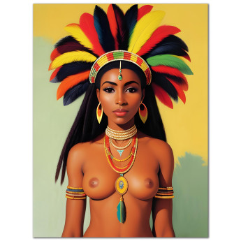 Картина на холсте, НЮ портрет, абстракция, размер по выбору, африканская серия (AFR-00009-ii)