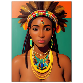 Картина на холсте, портрет стилизация, абстракция, размер по выбору, африканская серия (AFR-00011-ii)