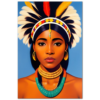 Картина на холсте, портрет стилизация, абстракция, размер по выбору, африканская серия (AFR-00013-ii)