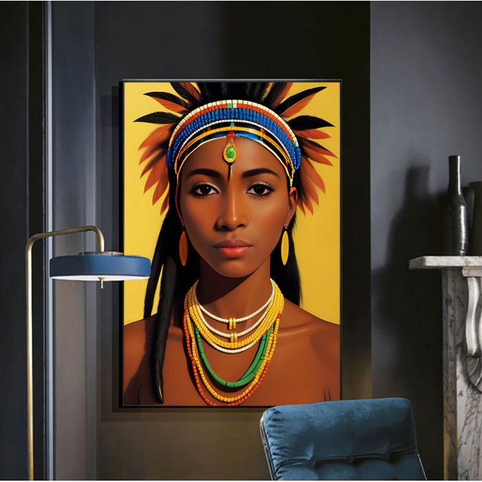 Картина на полотні, портрет стилізація, абстракція, розмір на вибір, африканська серія (AFR-00014-ii)