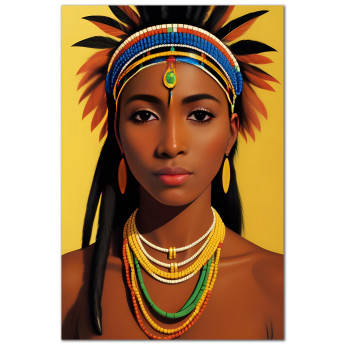 Картина на холсте, портрет стилизация, абстракция, размер по выбору, африканская серия (AFR-00014-ii)