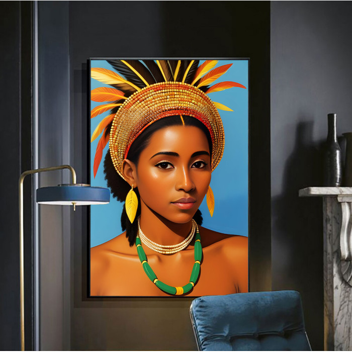 Картина на полотні, портрет стилізація, абстракція, розмір на вибір, африканська серія (AFR-00015-ii)