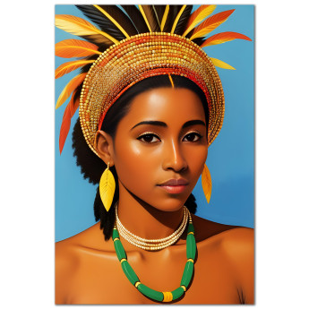 Картина на холсте, портрет стилизация, абстракция, размер по выбору, африканская серия (AFR-00015-ii)