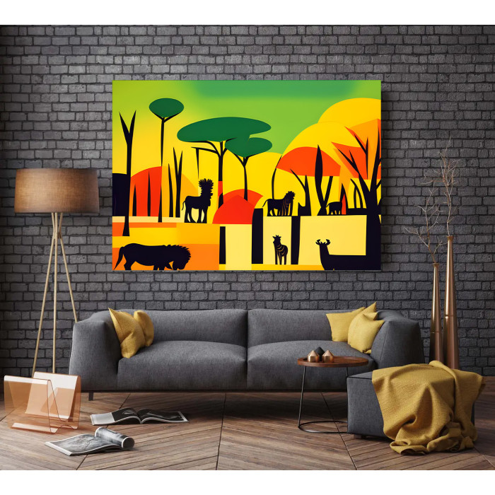 Картина на холсте, пейзаж, абстракция, размер по выбору, африканская серия (AFR-00016-ii)