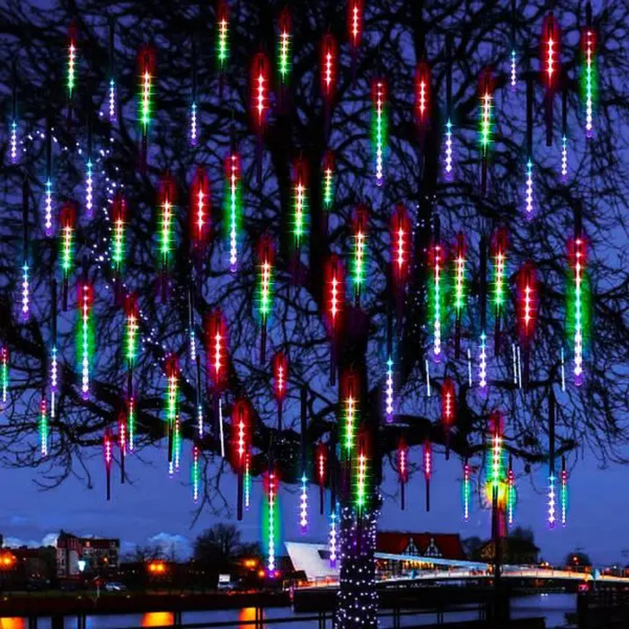 Новогодняя LED гирлянда «Метеоритный дождь». Светодиодная штора, 8 палочек, 3 м, мультиколор