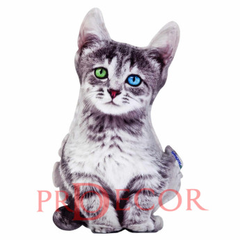 Серый котенок, реалистичная игрушка-подушка