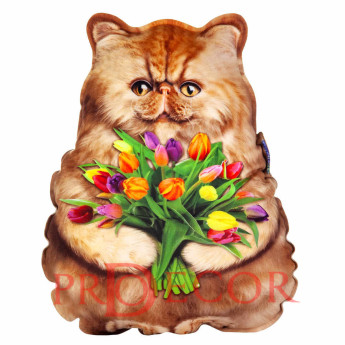 Персидский рыжий котенок с цветами, реалистичные игрушки