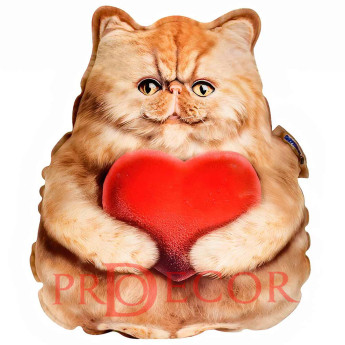 Персидский рыжий с сердцем, реалистичная игрушка-подушка
