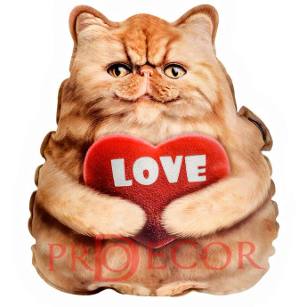 Персидский рыжий котенок с надписью Love, реалистичная игрушка-подушка