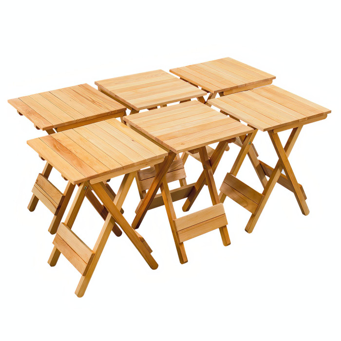 Комплект деревянной садовой мебели - раскладной стол 720x1200x760 мм и 6 табуретов