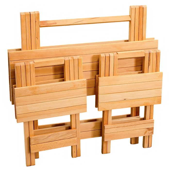 Комплект деревянной садовой мебели - раскладной стол 720x480x620 мм и 4 табурета