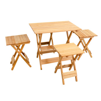 Комплект деревянной садовой мебели - раскладной стол 720x480x620 мм и 4 табурета